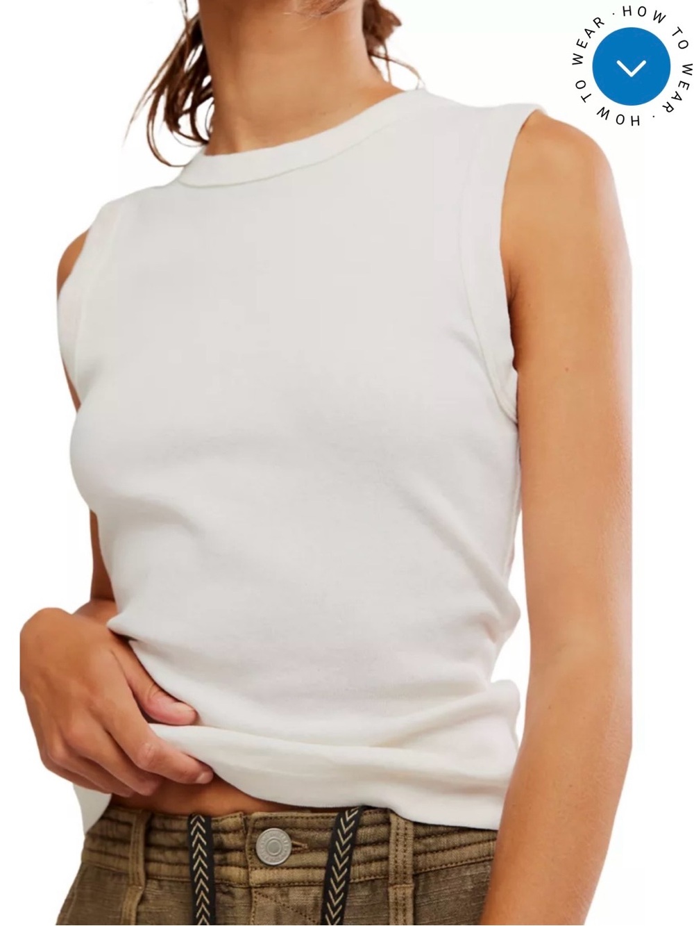Free People Murphy White Ribbed Muscle Tank